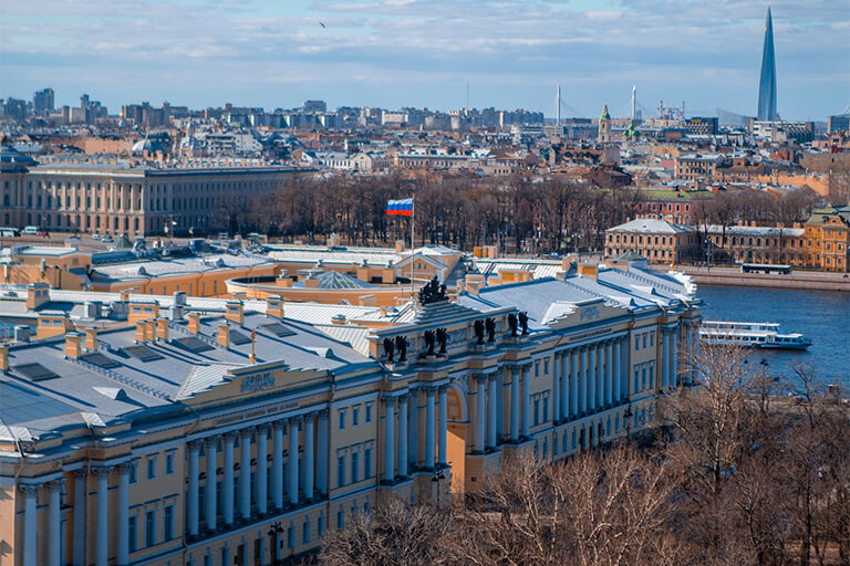 The Senate and Synod Building in St. Petersburg, Russia.