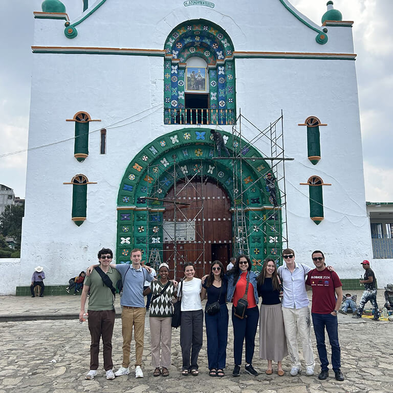 Students in front of the San Juan Chamula church while abroad in Mexico.